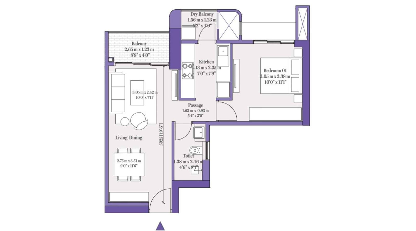 Aditya-Birla-Punya-1-BHK-491-Sqft-Floor-Plan
