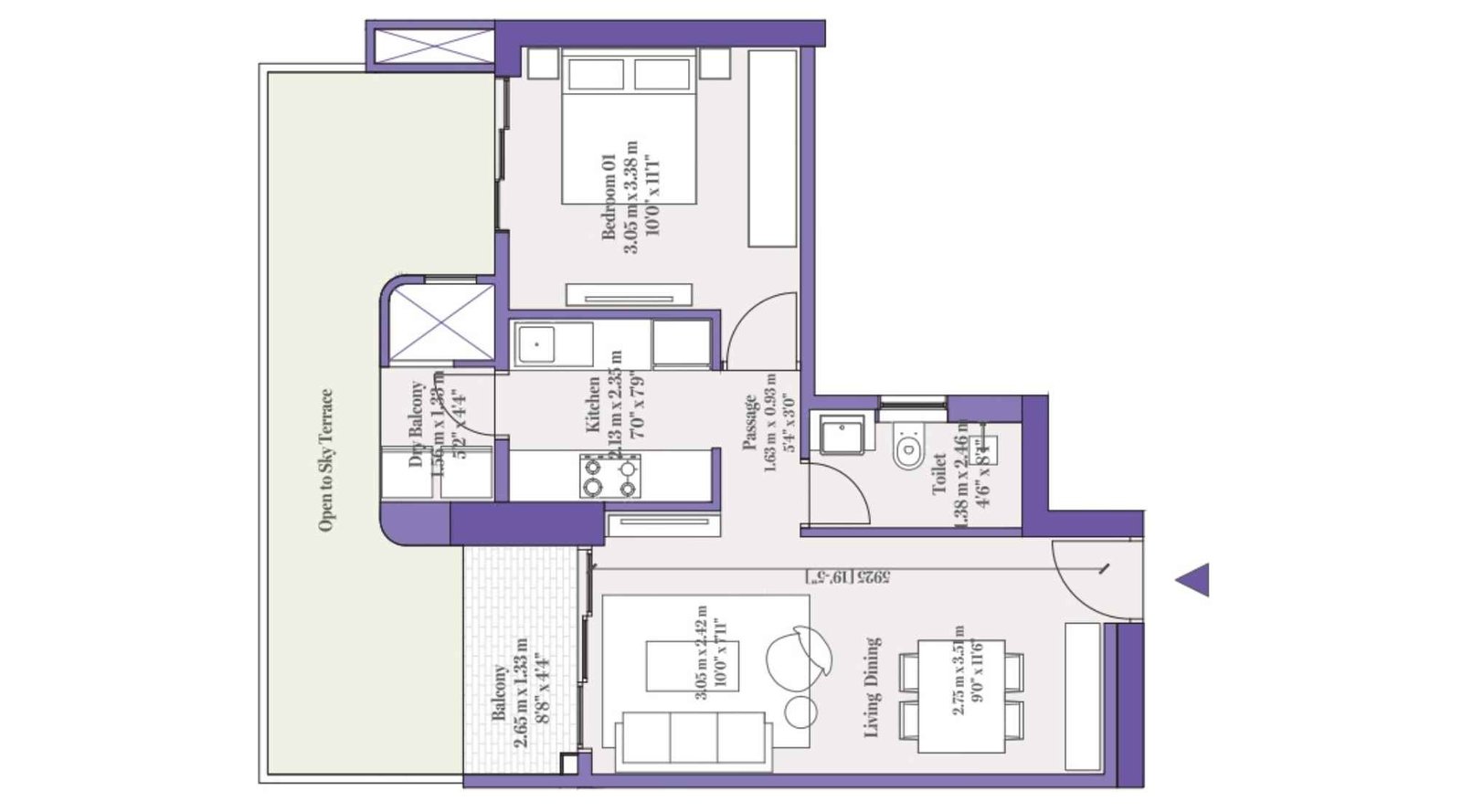 Aditya-Birla-Punya-1-BHK-670-Sqft-Floor-Plan